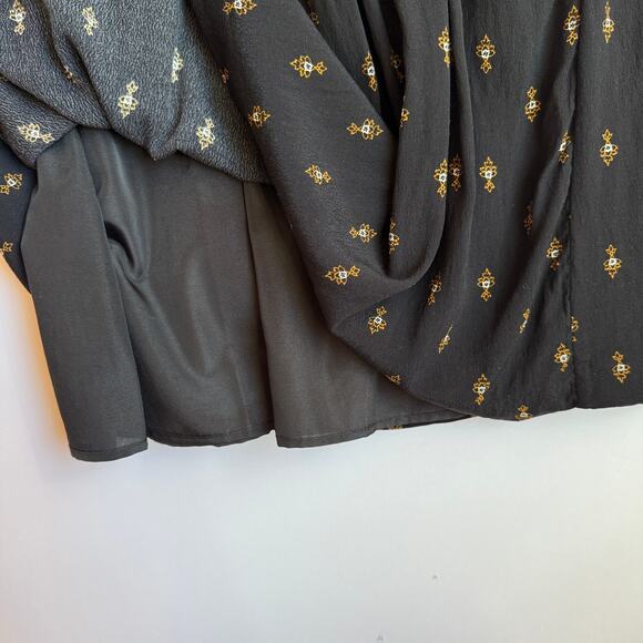 Garnet Hill Bohemian Tiered Pocket Detail Dress Size 4 Black Floral Emblem Print - Picture 10 of 16